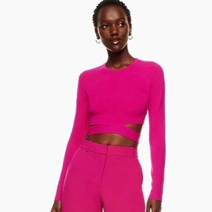 Aritzia Ten by Babaton Pink colored Retrospect Wrap long sleeve top/sweater
